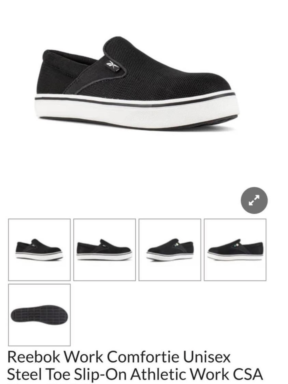 Reebok Black and White Slip-On Work Sneaker
